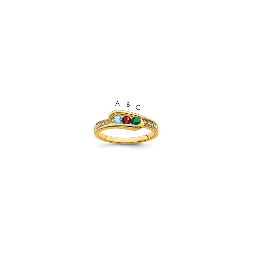 14K Family Jewelry Genuine Stone & Diamond Set Ring