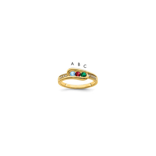 14K Family Jewelry Genuine Stone & Diamond Set Ring