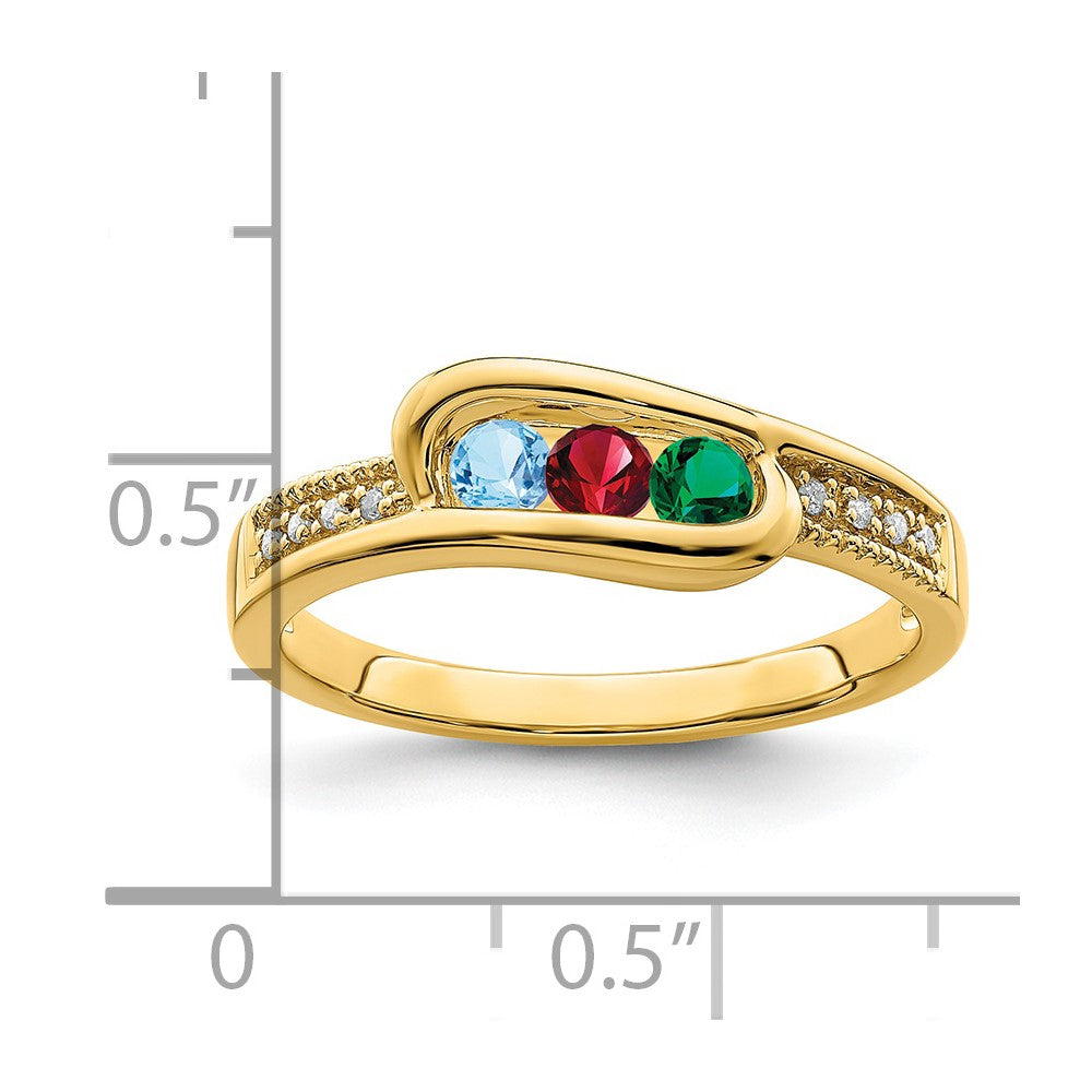 14K Family Jewelry Genuine Stone & Diamond Set Ring