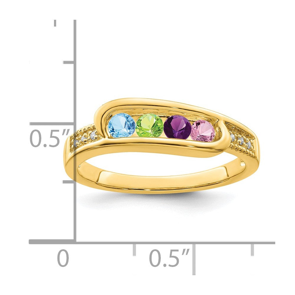 14K Family Jewelry Synthetic Stone & Diamond Set Ring