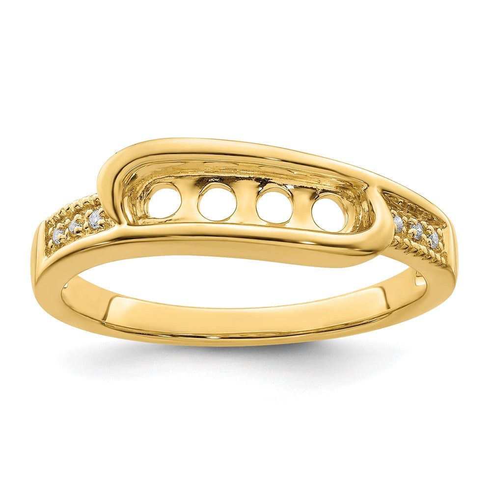 14K Family Jewelry Synthetic Stone & Diamond Set Ring
