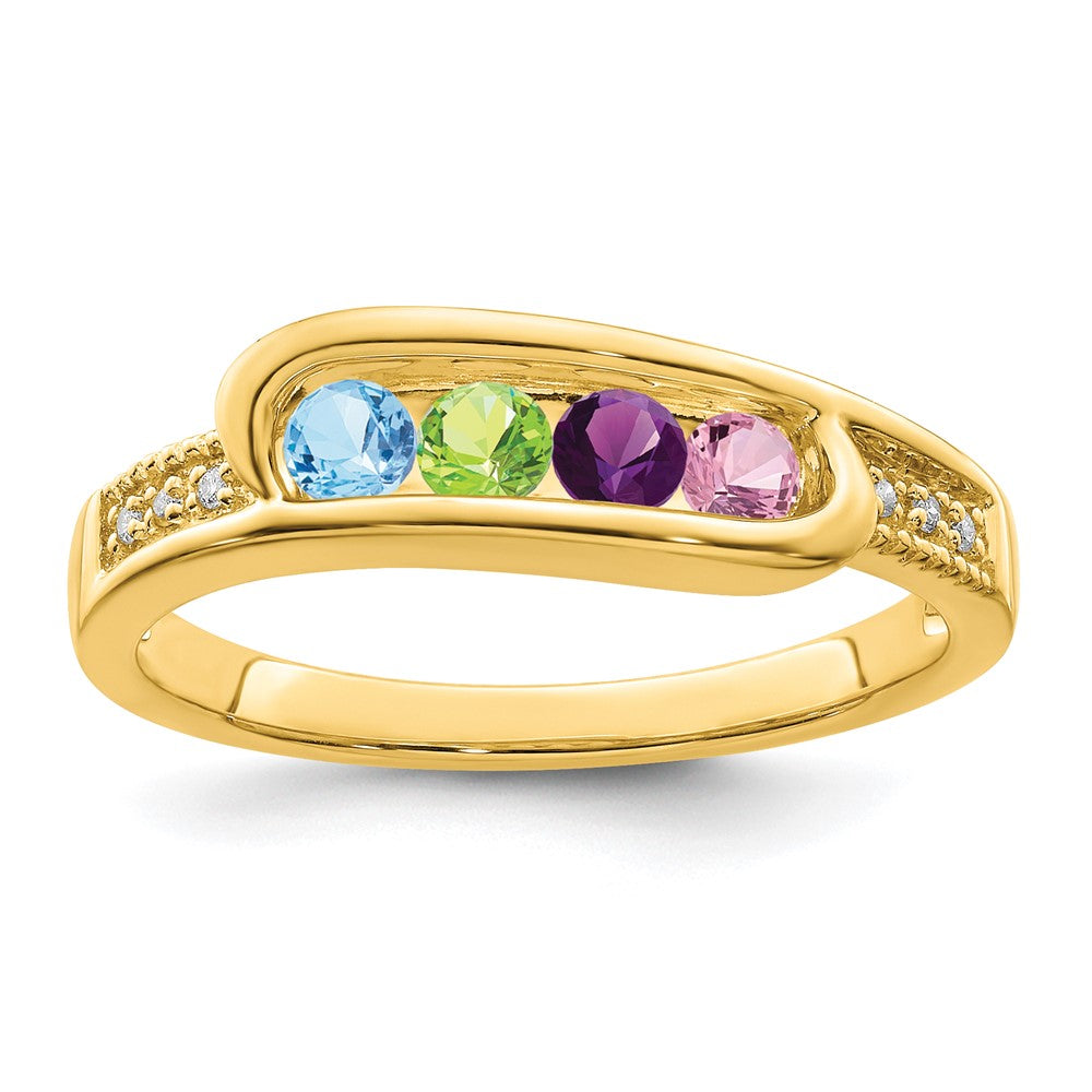14K Family Jewelry Genuine Stone & Diamond Set Ring