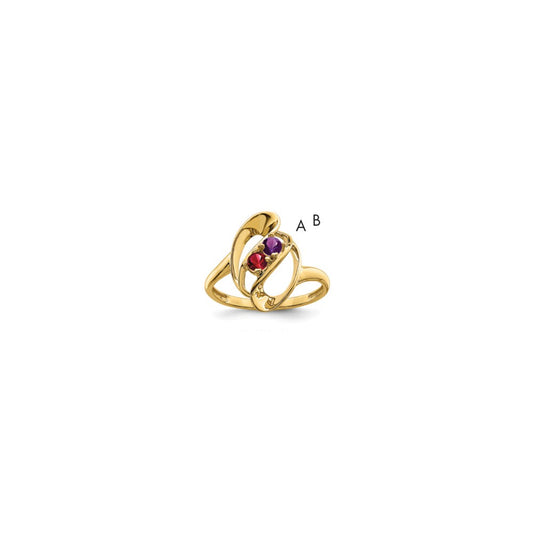 14k Genuine 2 Stone Mother's Ring