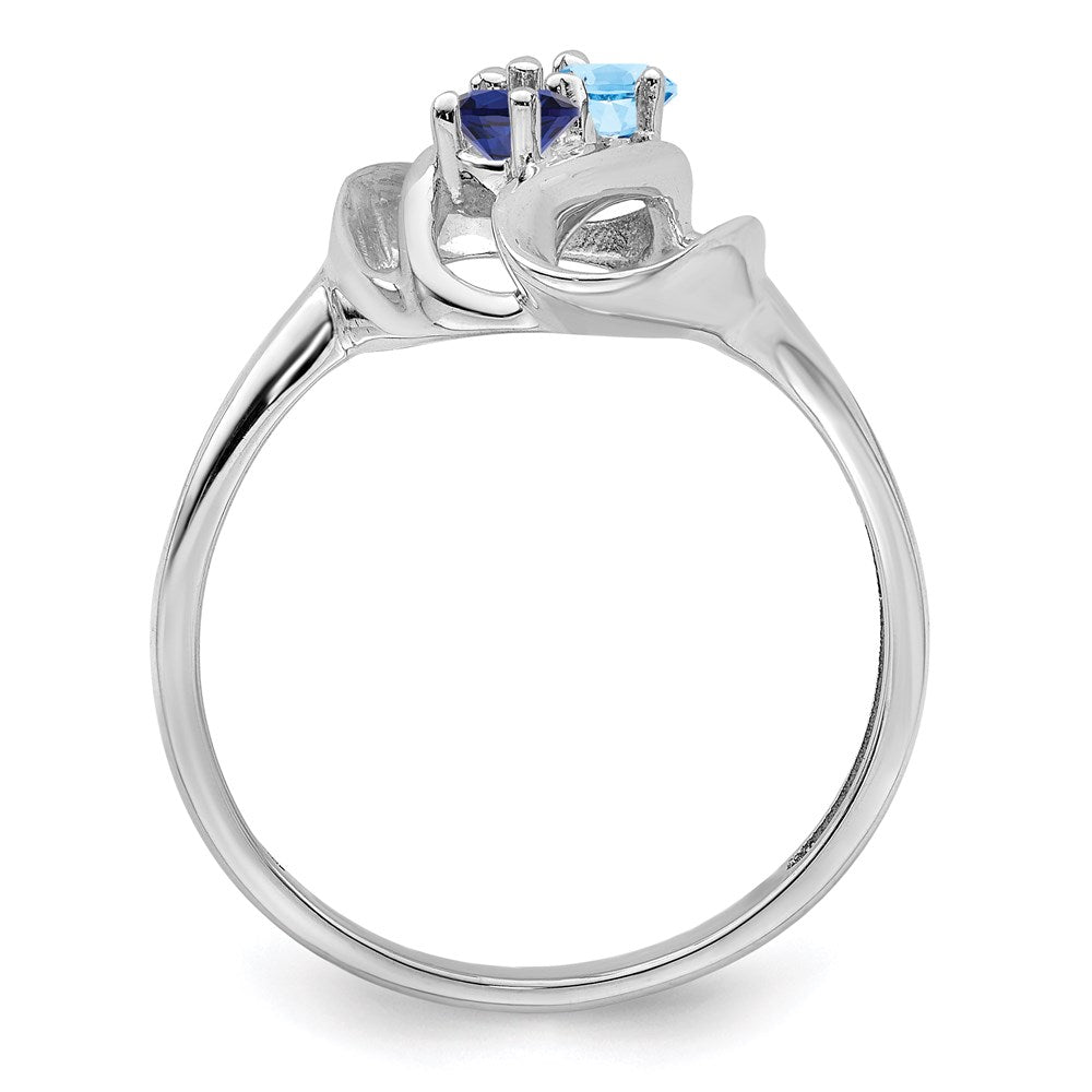 14k White Gold Polished 2-Stone Mothers Ring Mounting
