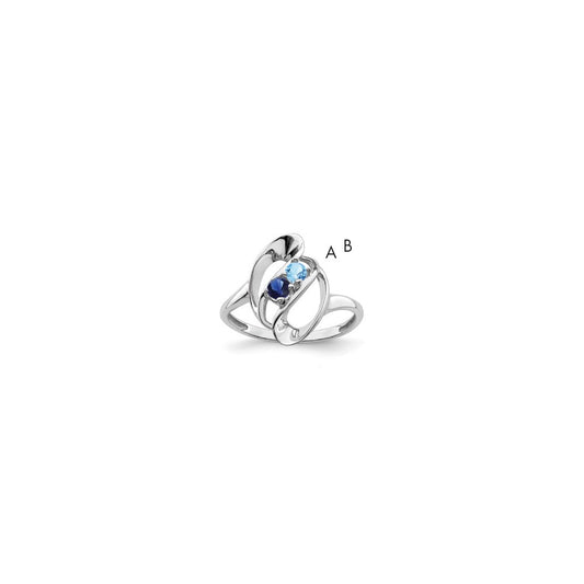 Sterling Silver Rhodium-plated Synthetic 2 Stone Mother's Ring