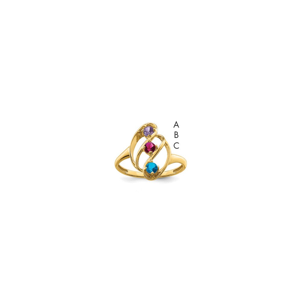 14k Genuine 3 Stone Mother's Ring
