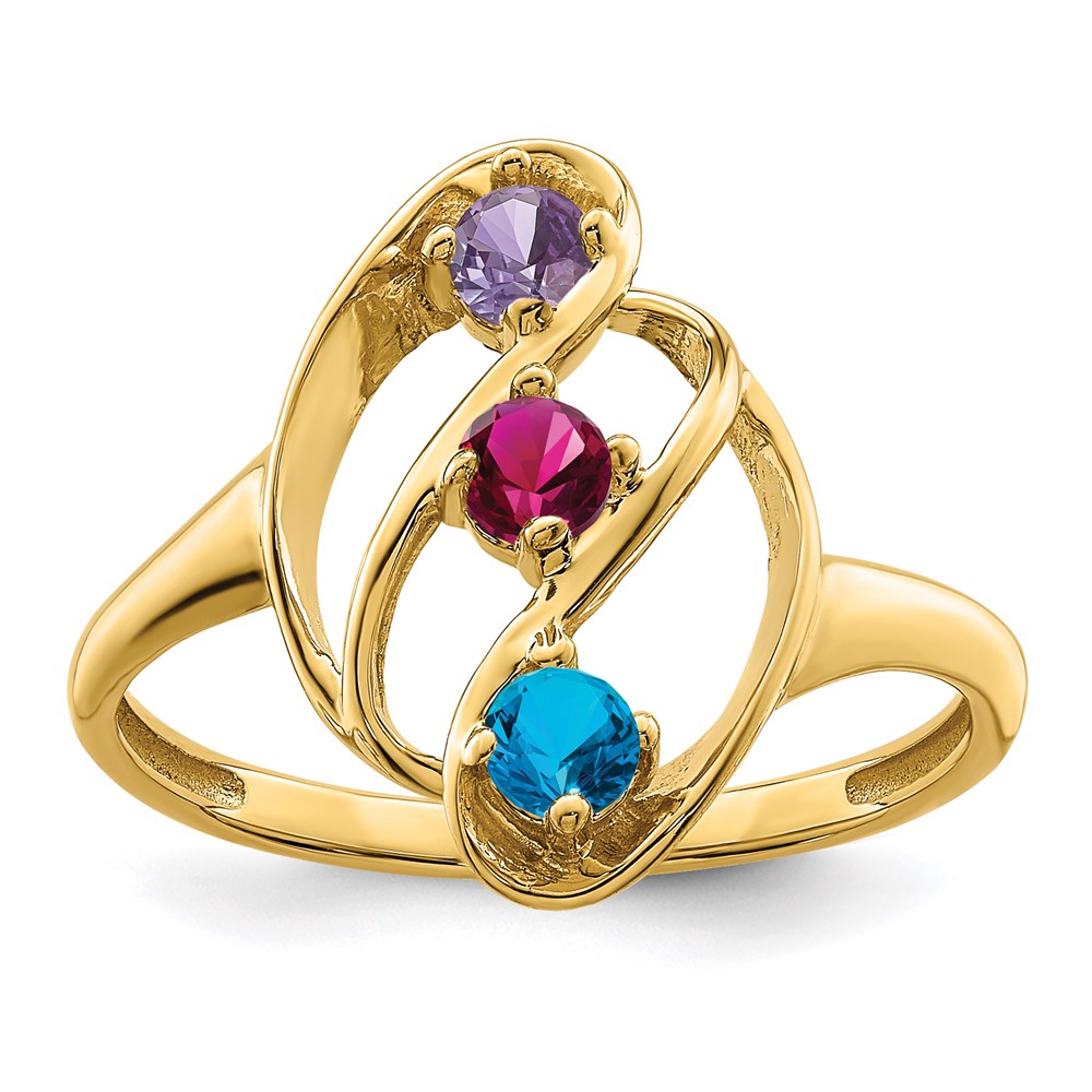 14k Genuine 3 Stone Mother's Ring
