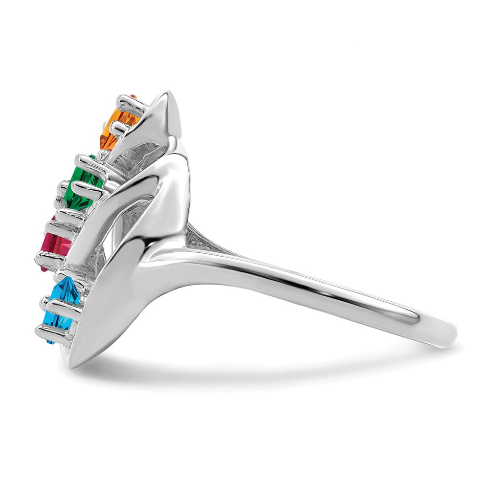 Sterling Silver Rhodium-plated Synthetic 4 Stone Mother's Ring