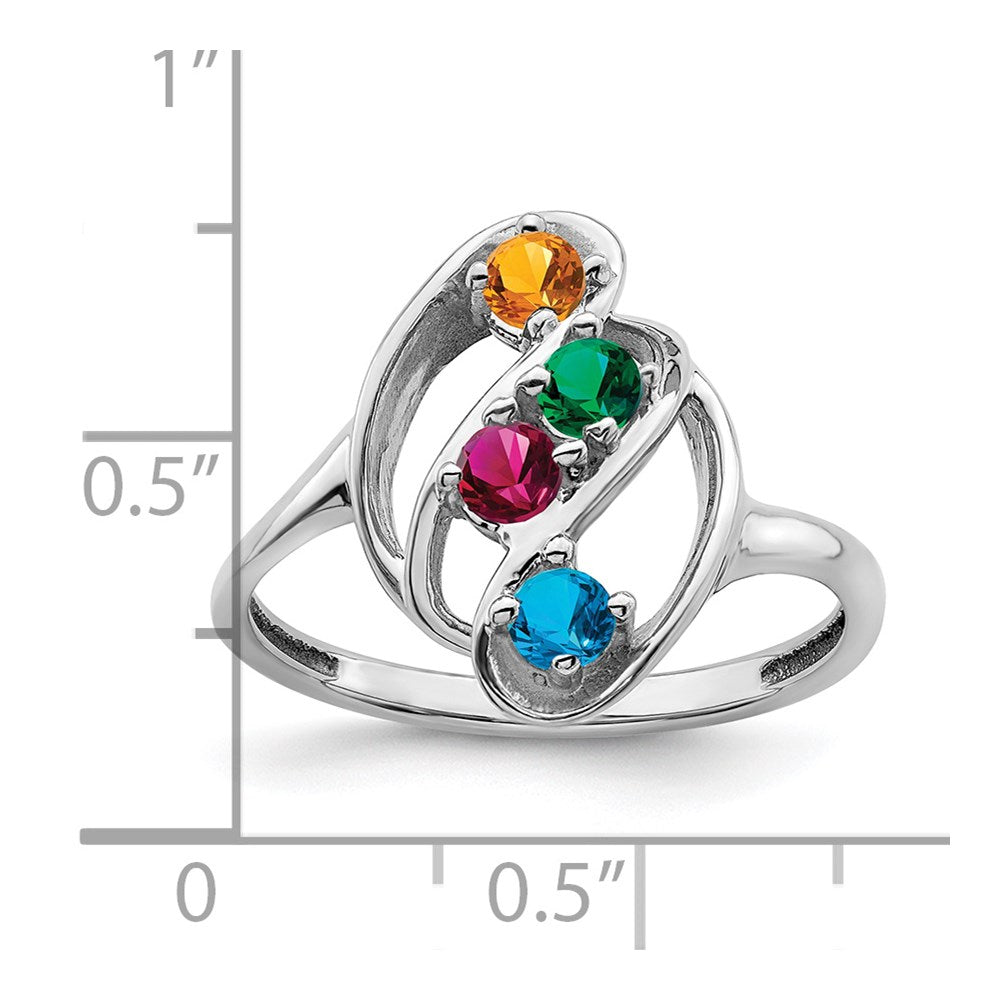 10k White Gold Genuine 4 Stone Mother's Ring