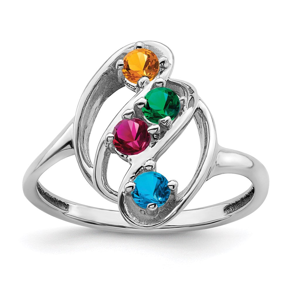 10k White Gold Genuine 4 Stone Mother's Ring