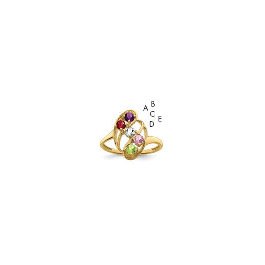 14k Genuine 5 Stone Mother's Ring