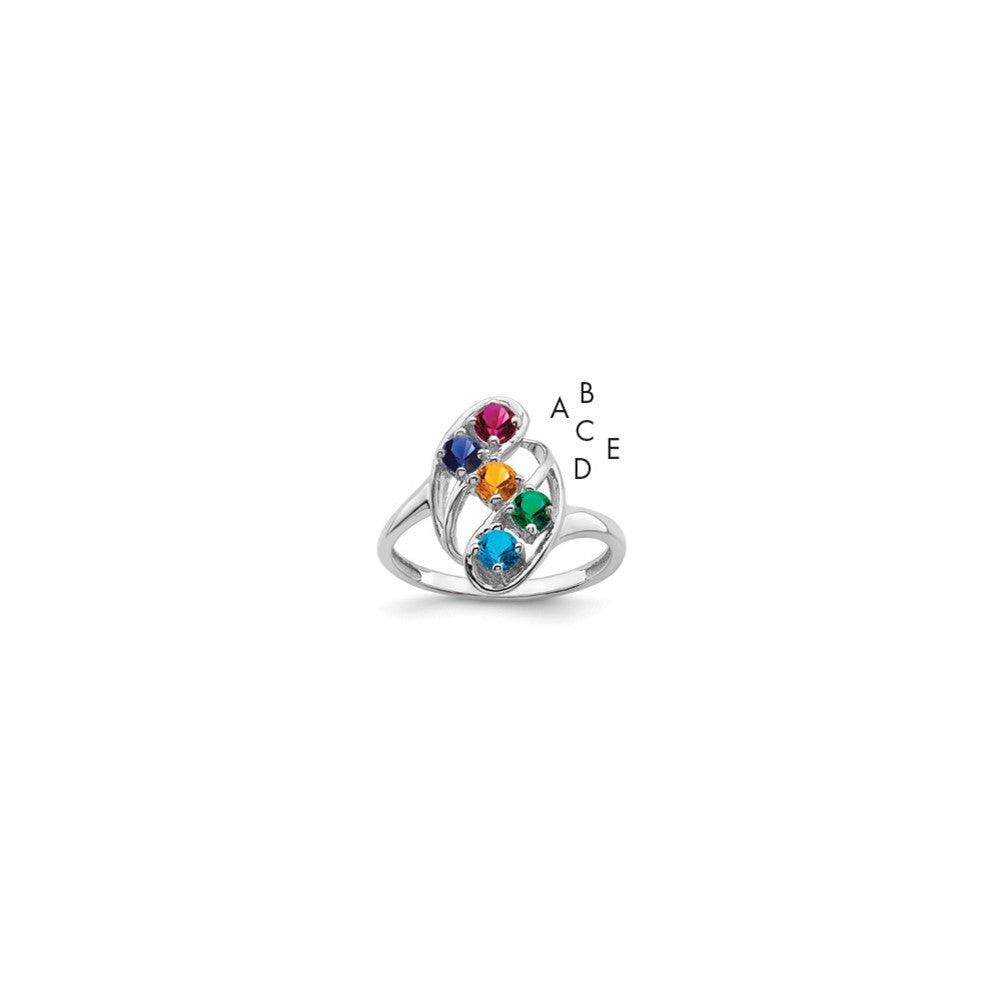 14k White Gold 3mm Synthetic Family Jewelry Ring
