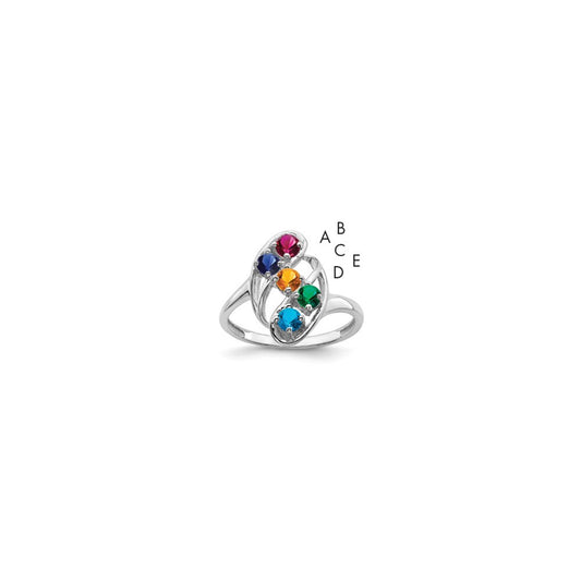 Sterling Silver Rhodium-plated Synthetic 5 Stone Mother's Ring