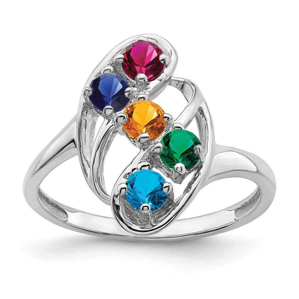 14k White Gold 3mm Synthetic Family Jewelry Ring