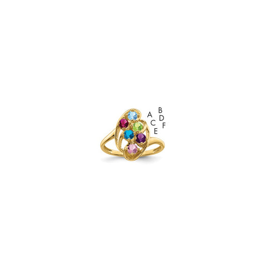 10ky Polished 6-Stone Mothers Ring Mounting