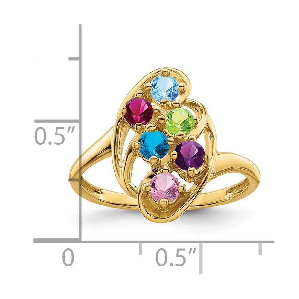 14k Genuine 6 Stone Mother's Ring
