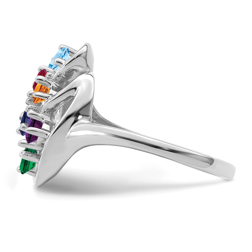 14k White Gold Synthetic Family Jewelry Ring
