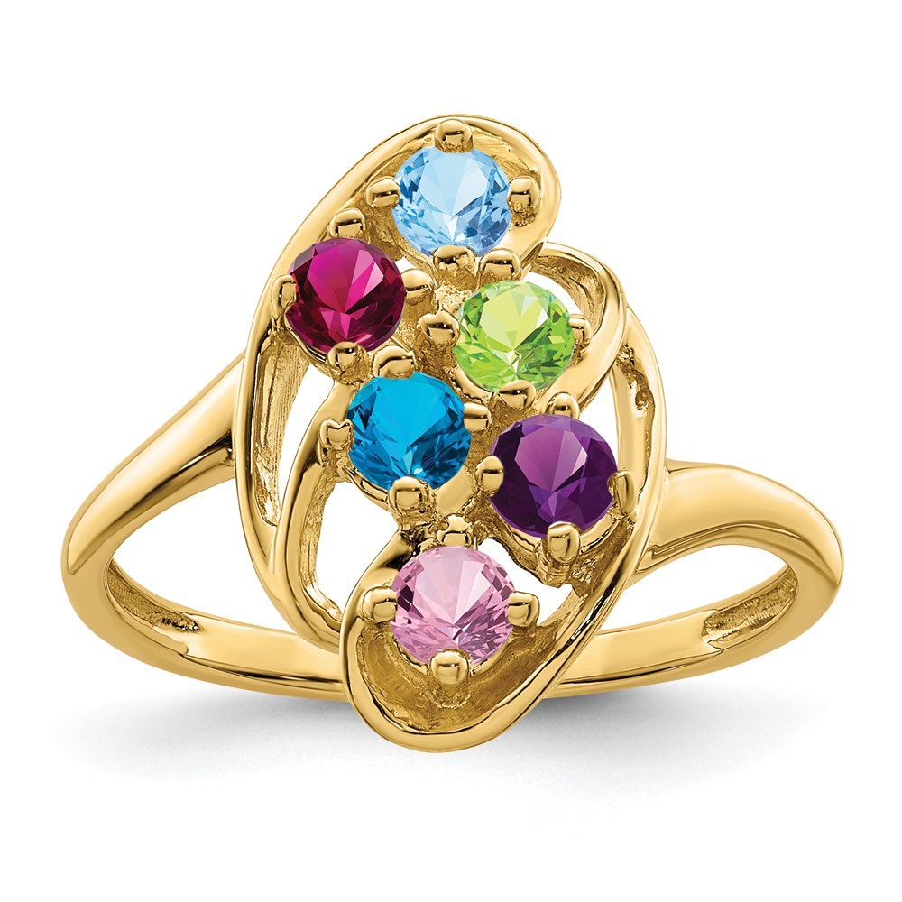 10ky Polished 6-Stone Mothers Ring Mounting