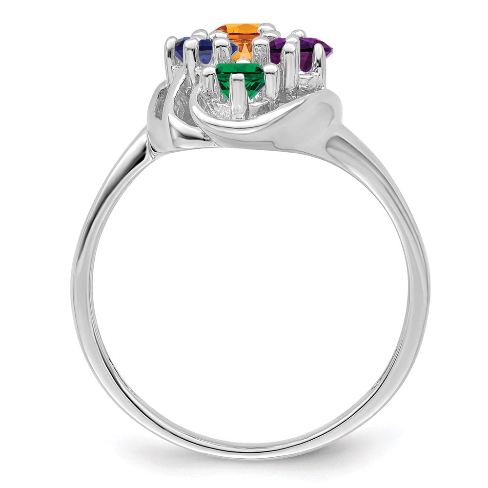 14k White Gold Synthetic Family Jewelry Ring