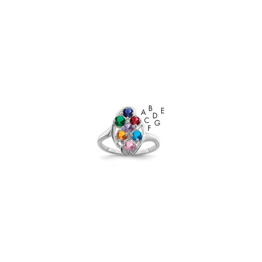 Sterling Silver Rhodium-plated Family Jewelry Ring