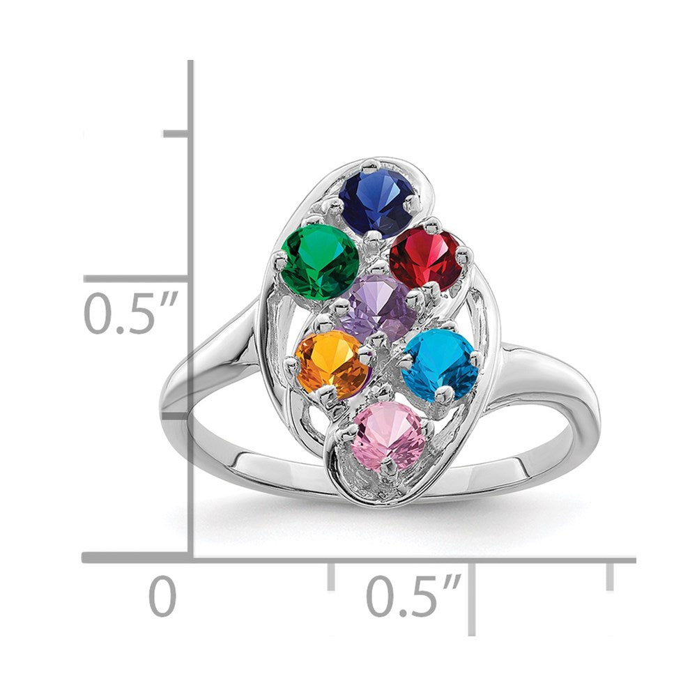 Sterling Silver Rhodium-plated Family Jewelry Ring