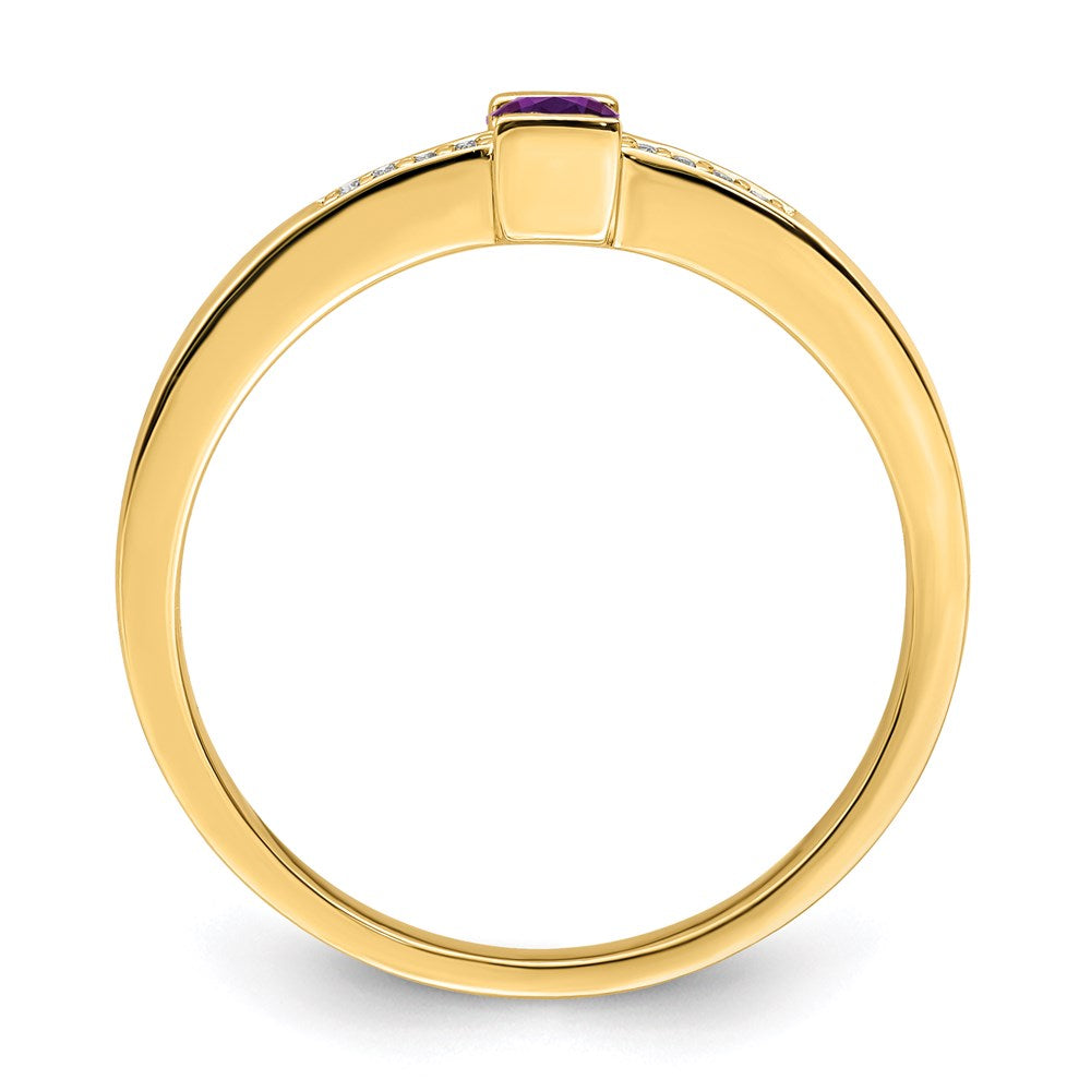 14K Family Jewelry Synthetic Stone & Diamond Set Ring