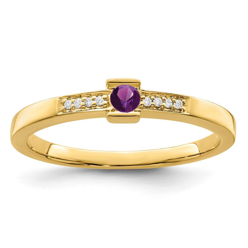 14K Family Jewelry Genuine Stone & Diamond Set Ring