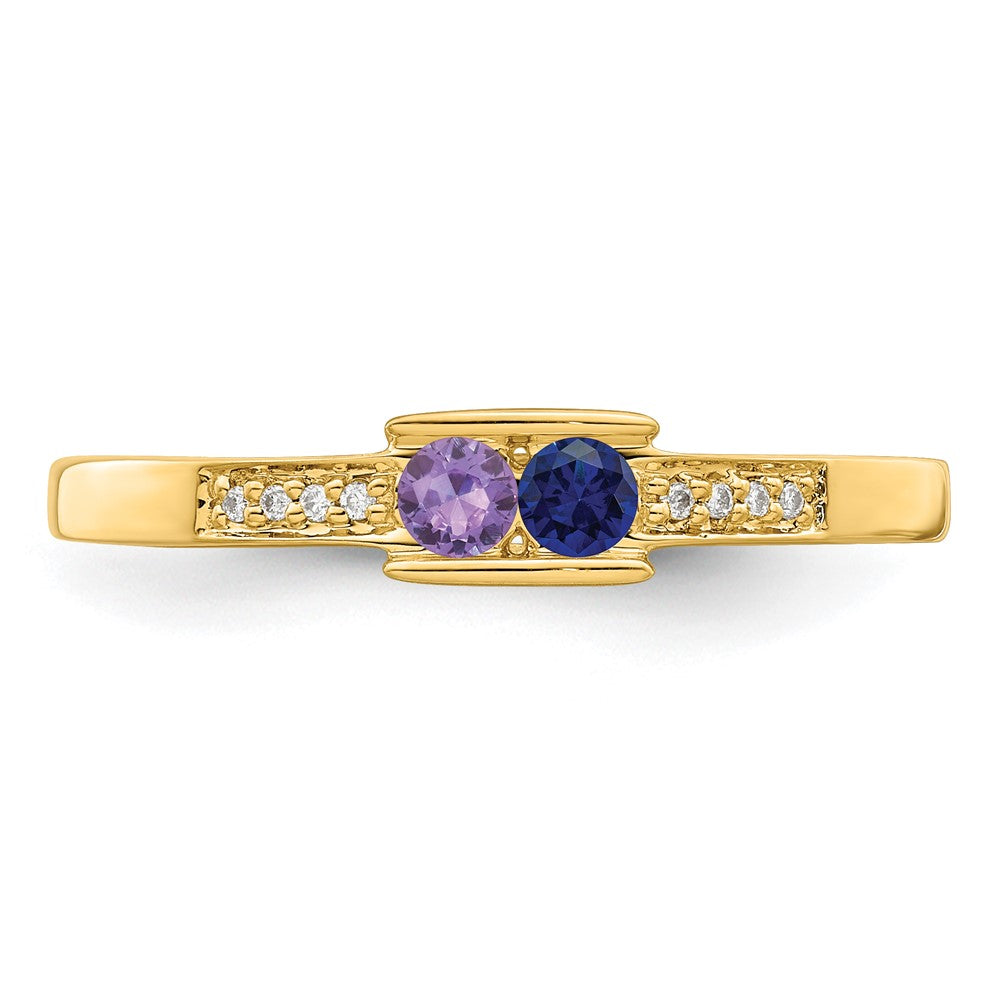14K Family Jewelry Genuine Stone & Diamond Set Ring