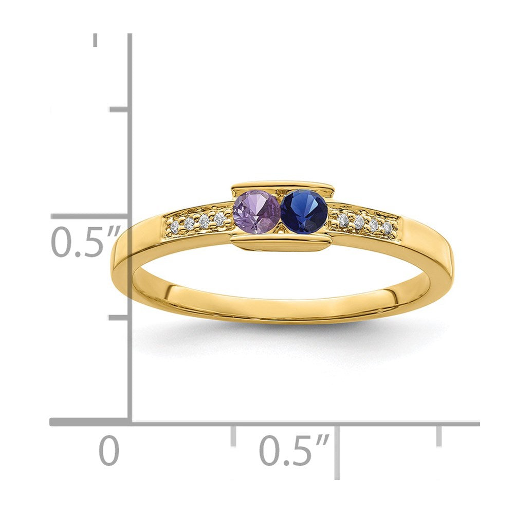 14K Family Jewelry Genuine Stone & Diamond Set Ring