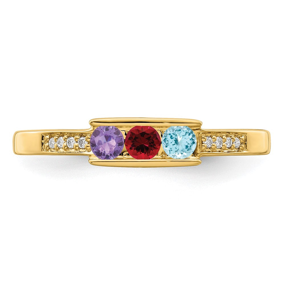 14K Family Jewelry Genuine Stone & Diamond Set Ring