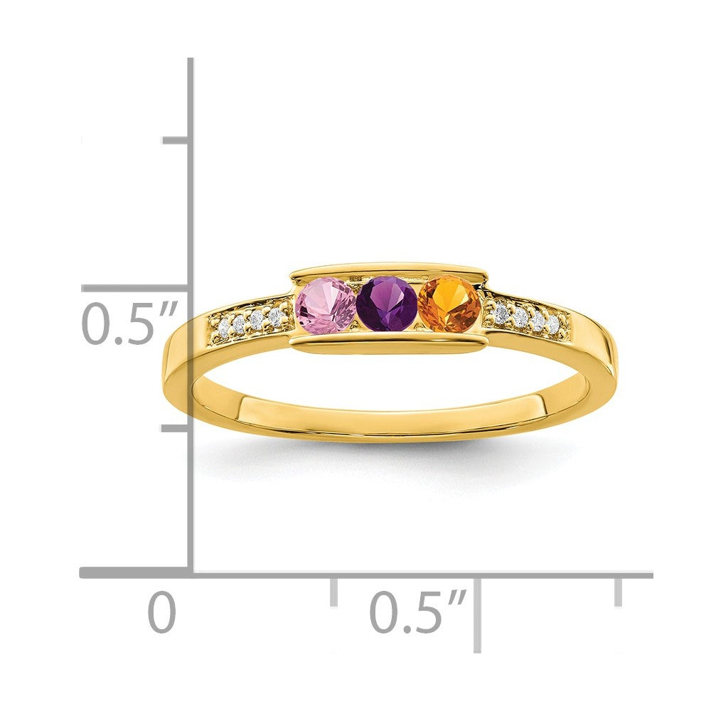 14K Family Jewelry Genuine Stone & Diamond Set Ring