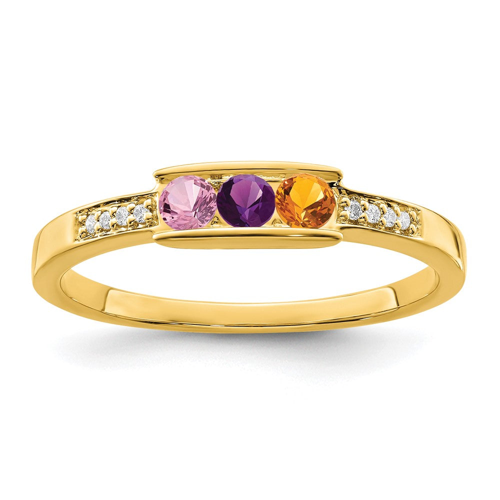 14K Family Jewelry Genuine Stone & Diamond Set Ring
