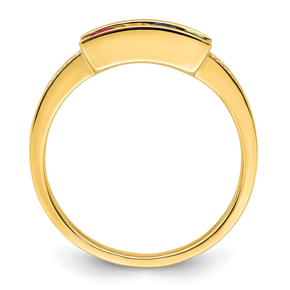 14K Family Jewelry Synthetic Stone & Diamond Set Ring