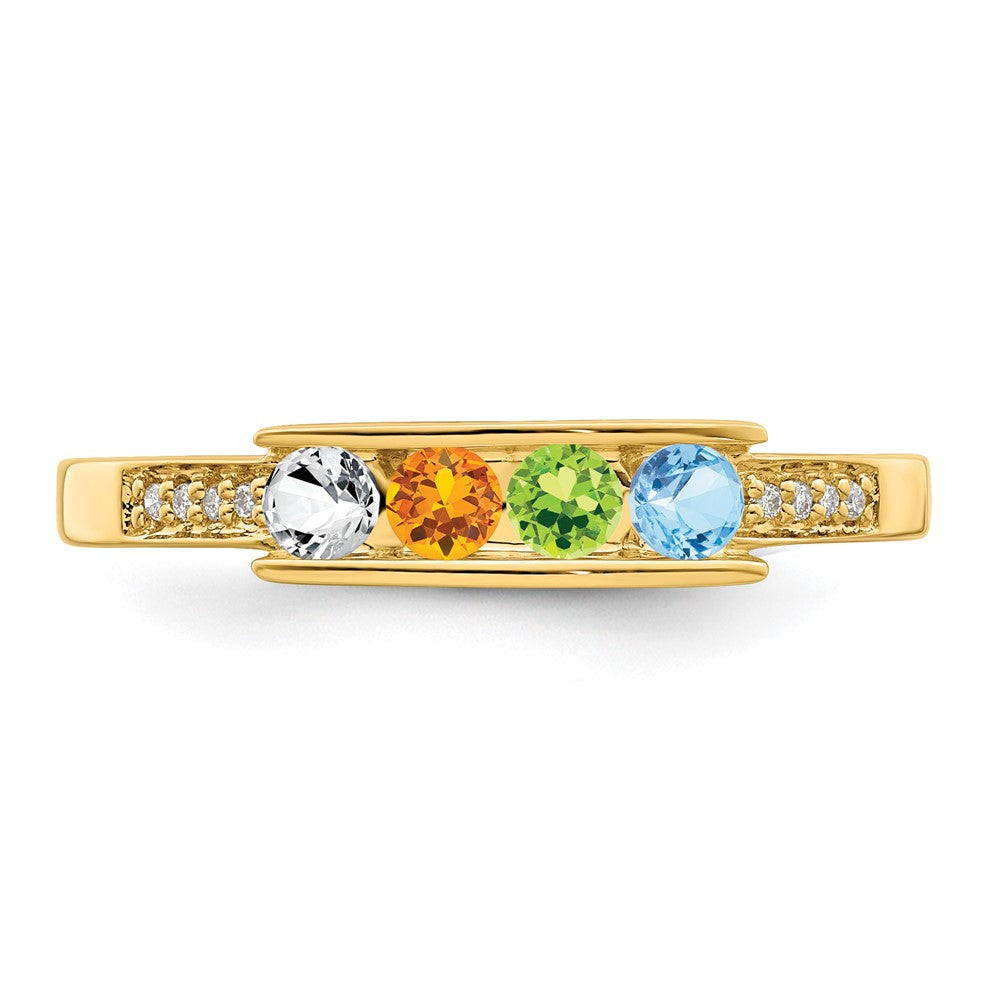 14K Family Jewelry Synthetic Stone & Diamond Set Ring