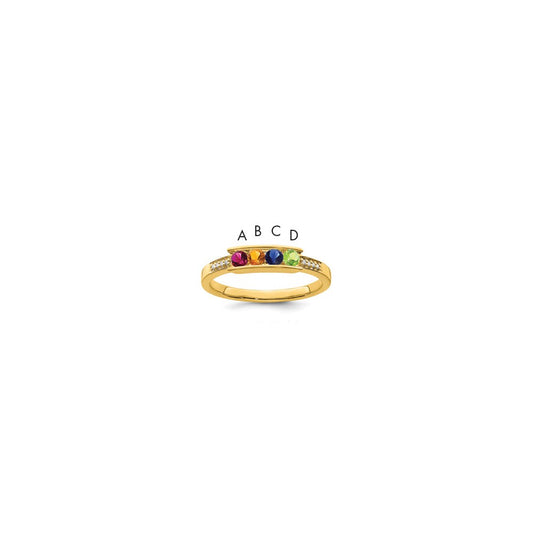14K Family Jewelry Synthetic Stone & Diamond Set Ring