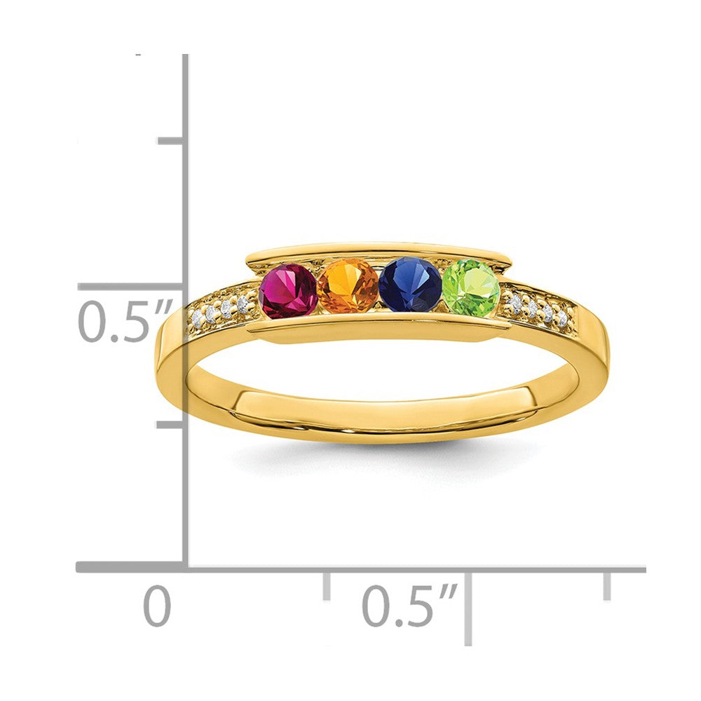 14K Family Jewelry Synthetic Stone & Diamond Set Ring