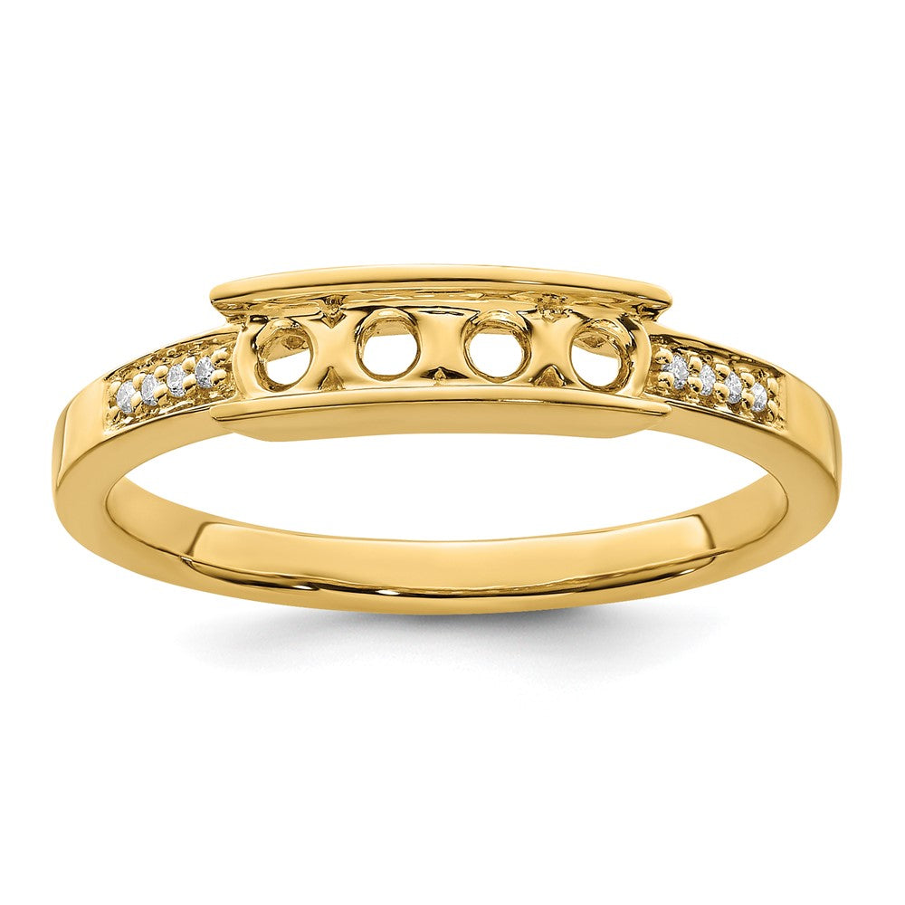 14K Family Jewelry Synthetic Stone & Diamond Set Ring