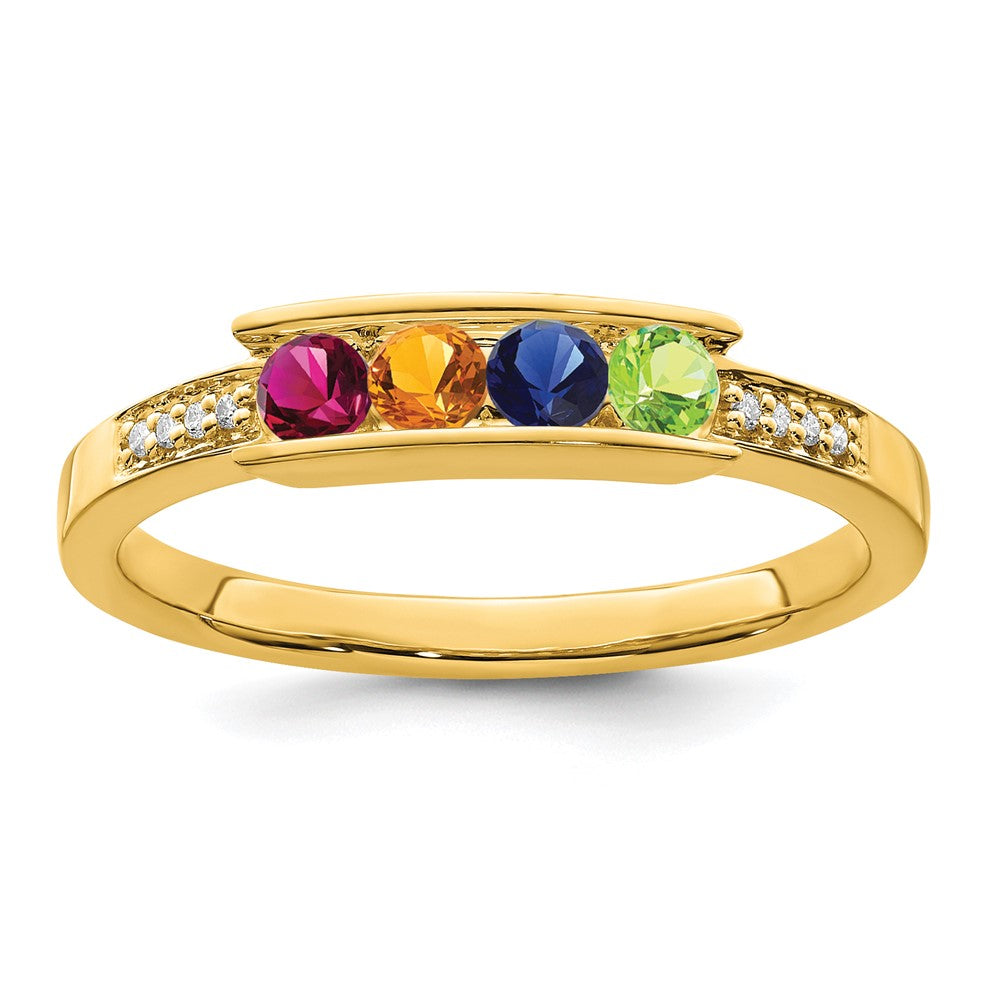 14K Family Jewelry Genuine Stone & Diamond Set Ring