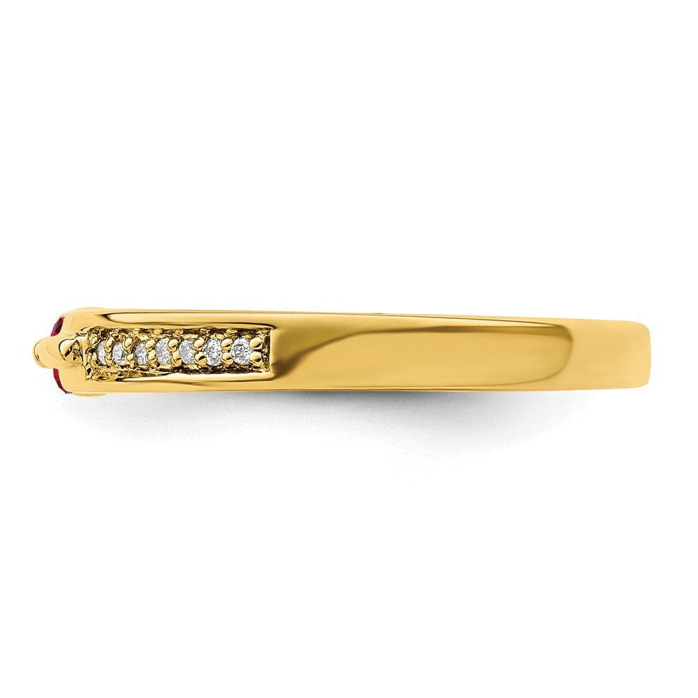 14K Family Jewelry Synthetic Stone & Diamond Set Ring