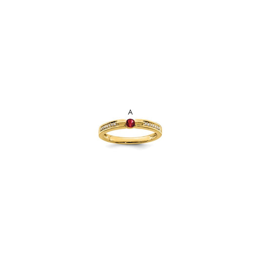 14K Family Jewelry Genuine Stone & Diamond Set Ring