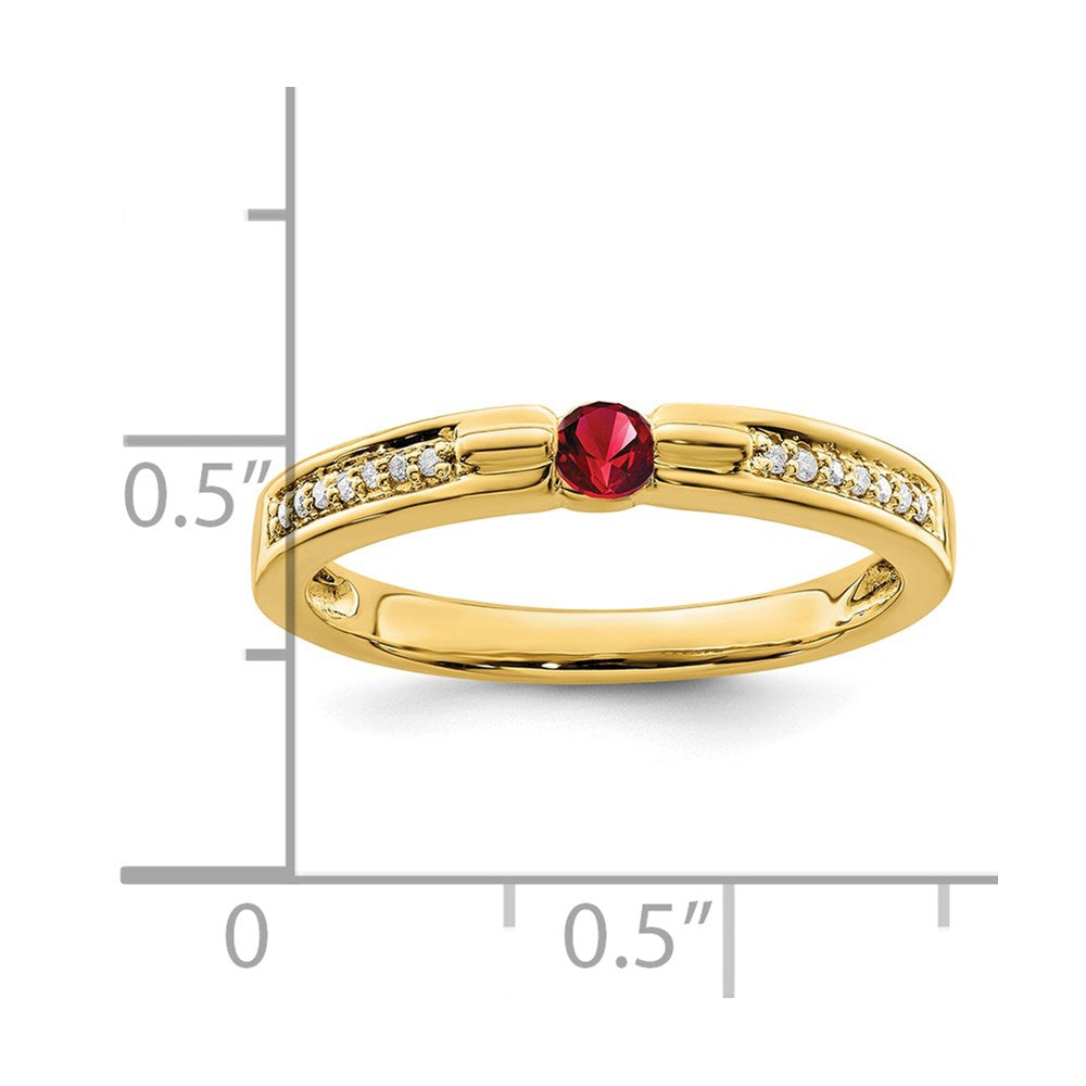 14K Family Jewelry Synthetic Stone & Diamond Set Ring