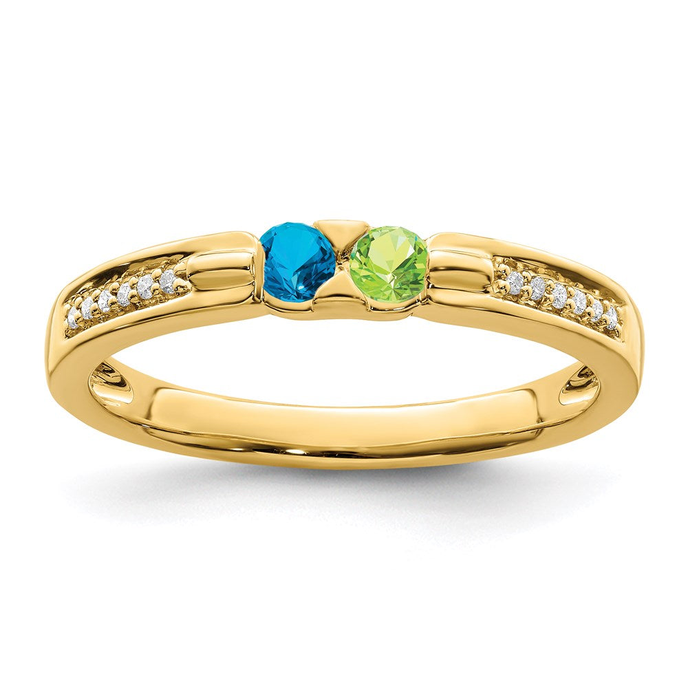 14K Family Jewelry Synthetic Stone & Diamond Set Ring