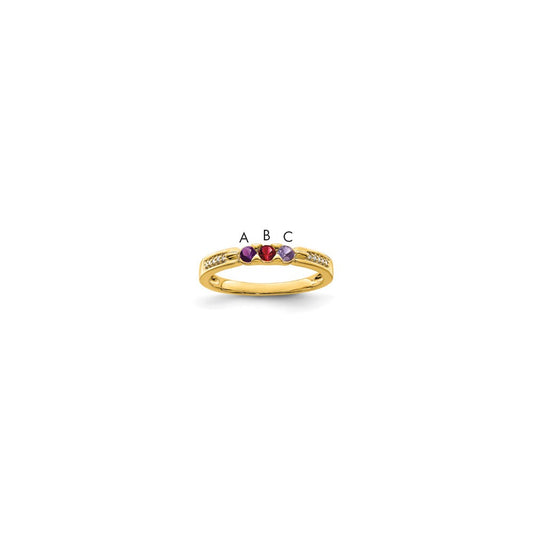 14K Family Jewelry Synthetic Stone & Diamond Set Ring