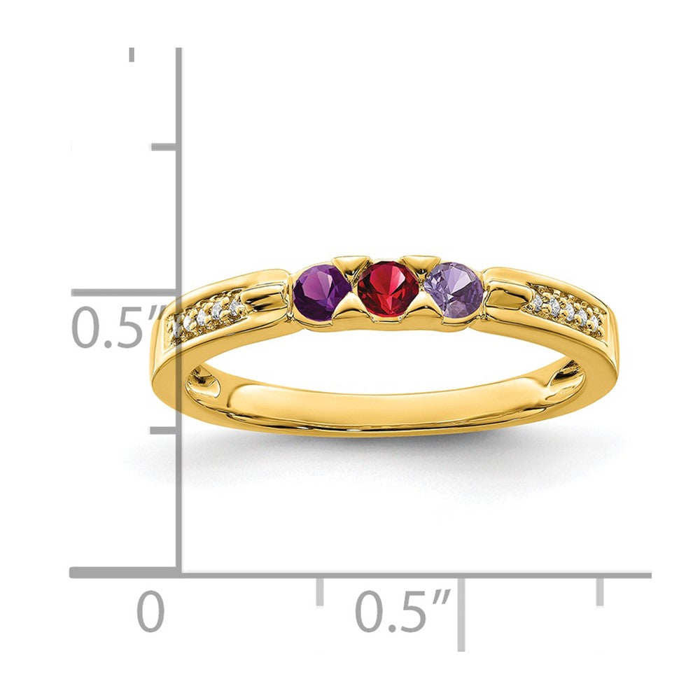 14K Family Jewelry Synthetic Stone & Diamond Set Ring