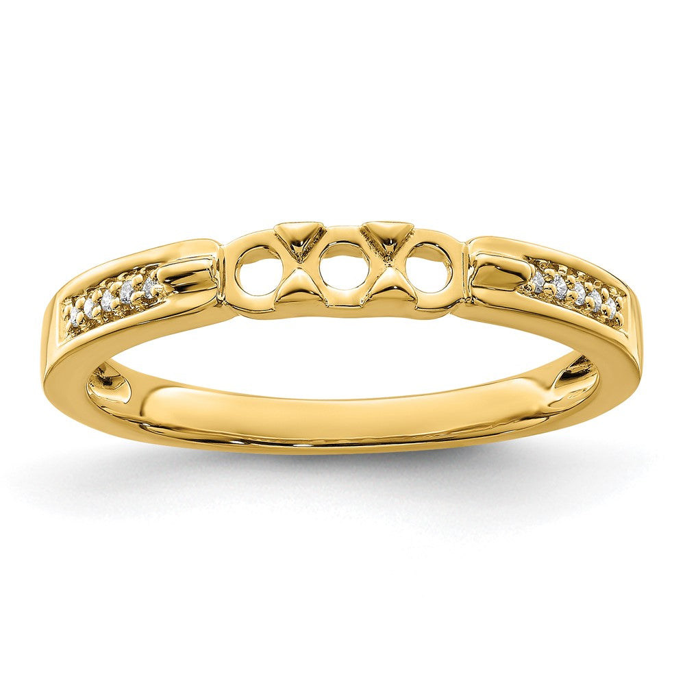 14K Family Jewelry Synthetic Stone & Diamond Set Ring