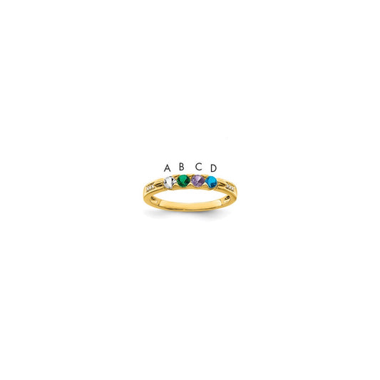14K Family Jewelry Synthetic Stone & Diamond Set Ring