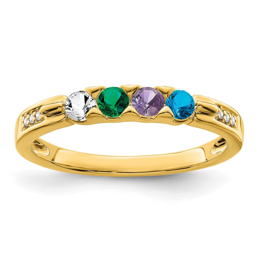 14K Family Jewelry Genuine Stone & Diamond Set Ring