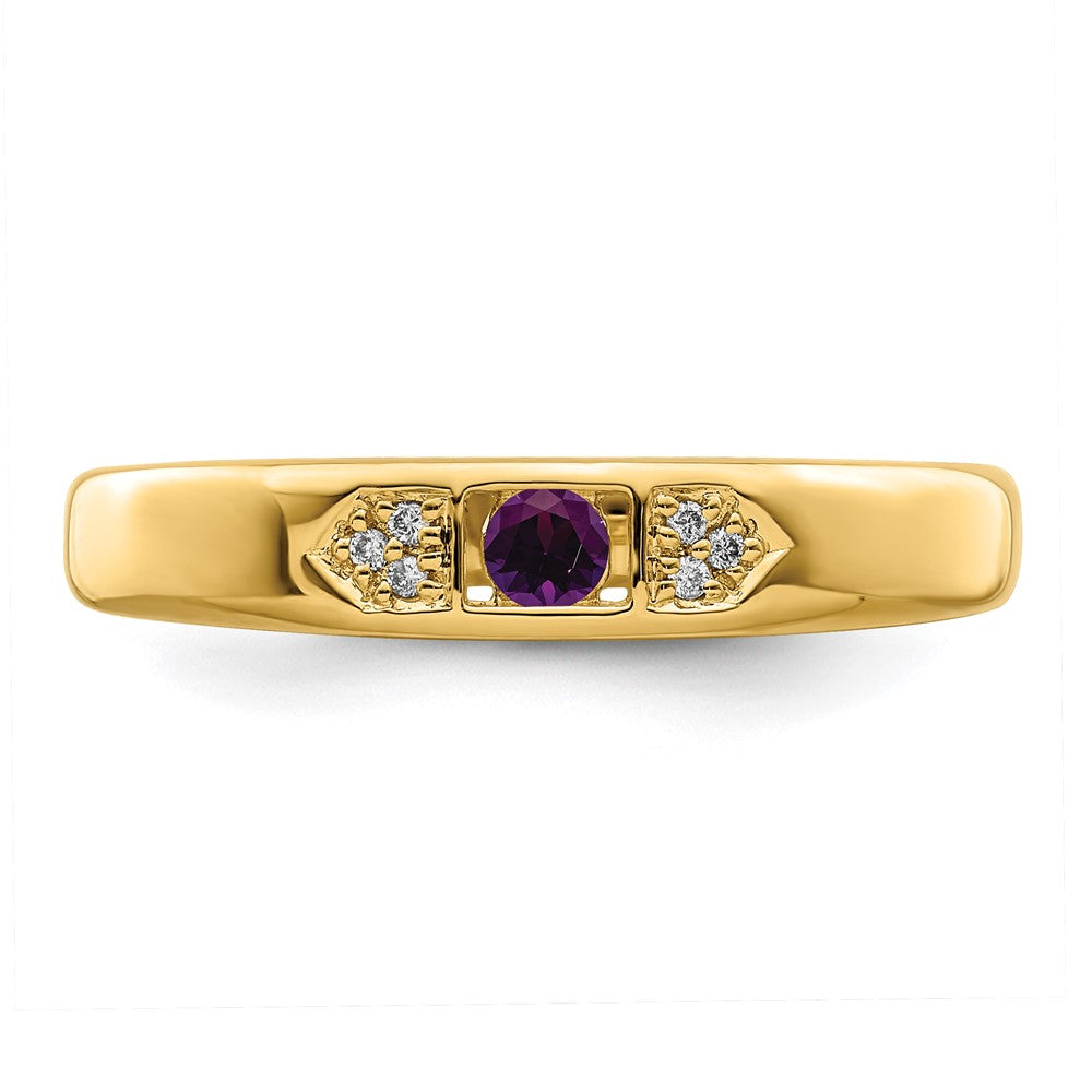 14K Family Jewelry Synthetic Stone & Diamond Set Ring
