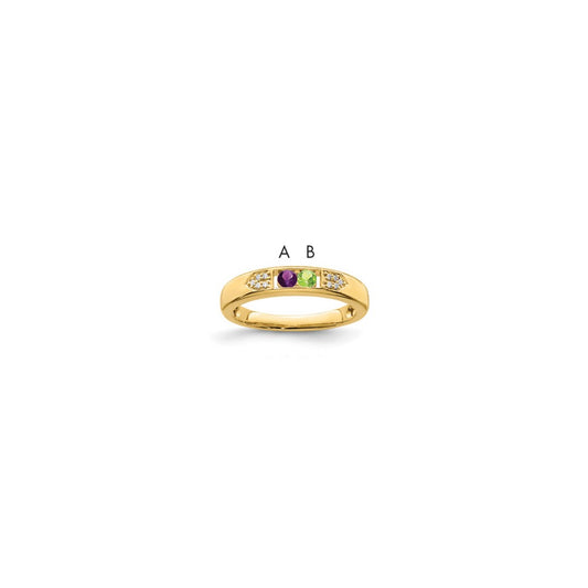 14K Family Jewelry Synthetic Stone & Diamond Set Ring