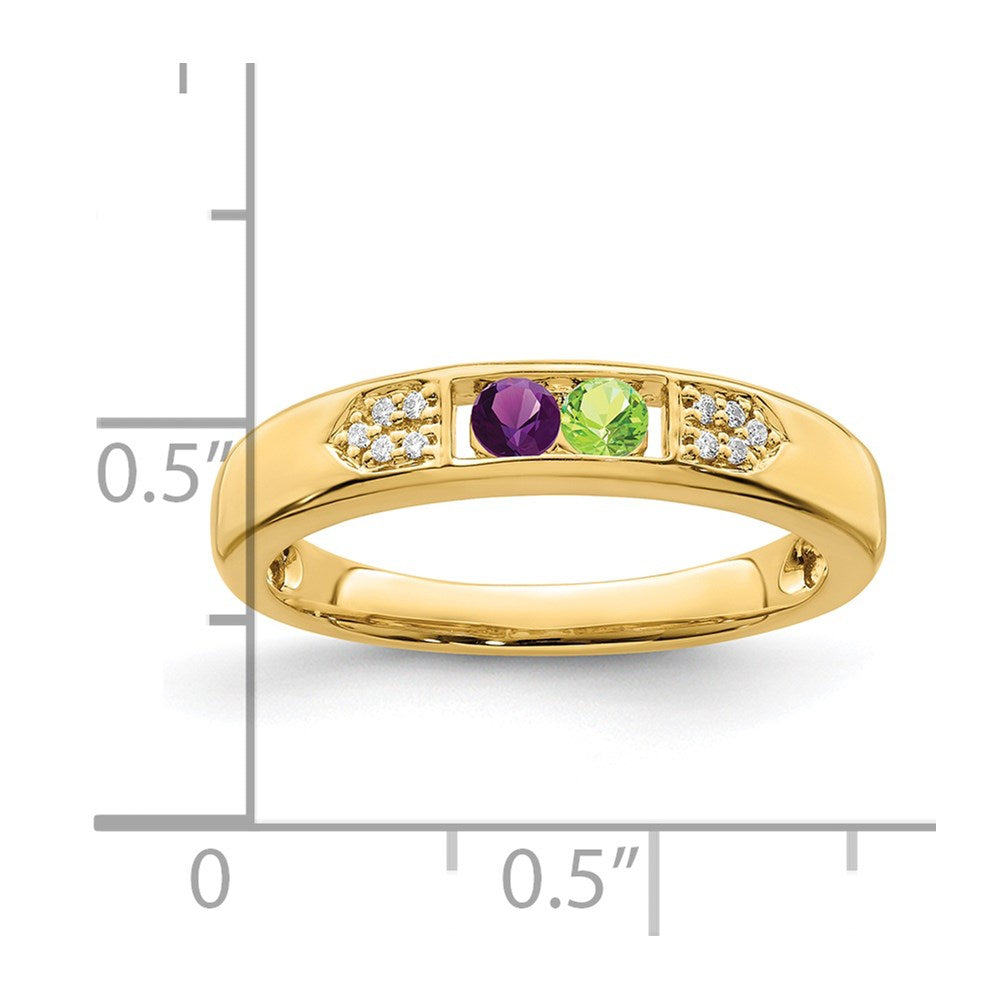 14K Family Jewelry Synthetic Stone & Diamond Set Ring